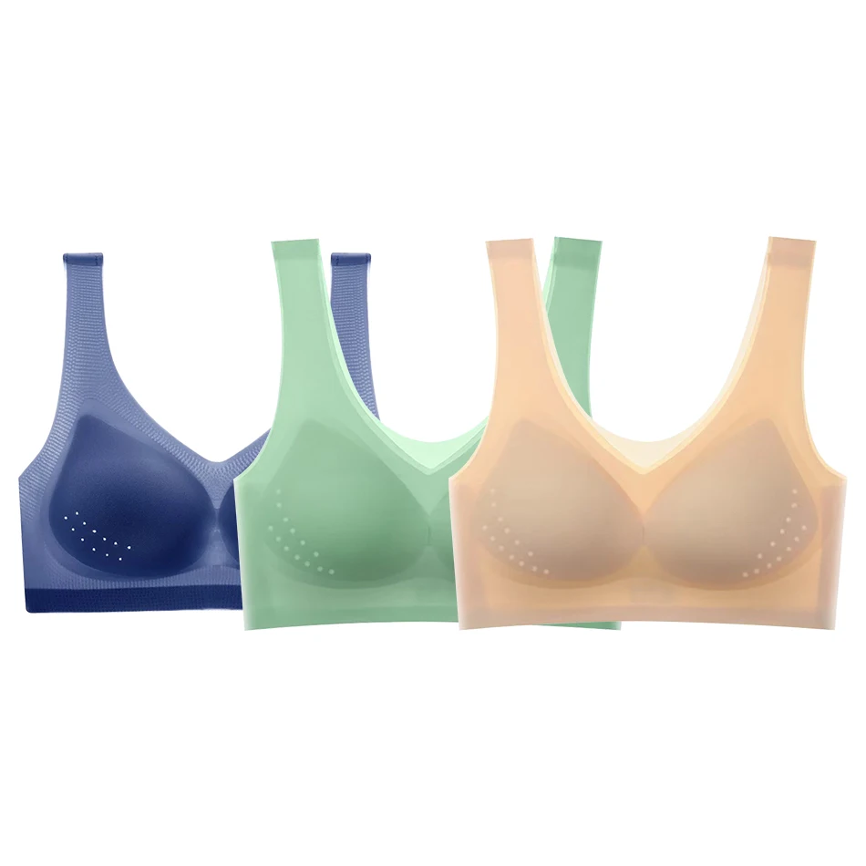 Summer Must-Have Women Plus Size Wireless Bra Ultra-Thin Ice Silk and Backless Sports Bras Women Simple and Casual Bras