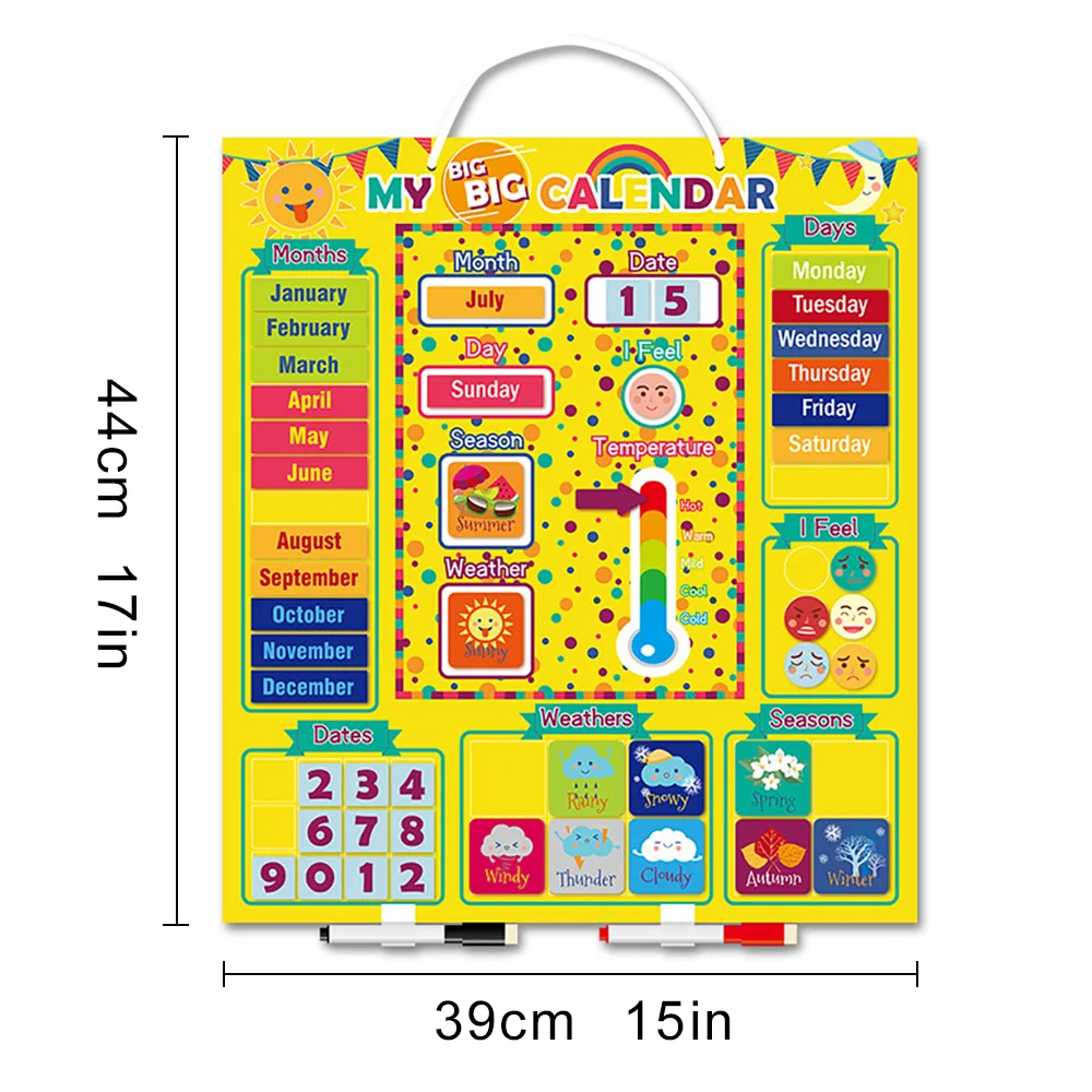 Kids Magnetic Calendar Homeschool Montessori Learning English Chart Board Teaching Aids Early Educational Toys for Children