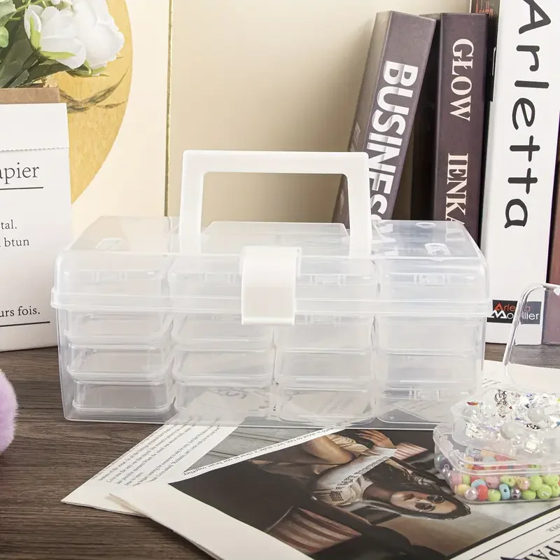 

Прозрачный пластиковый контейнер для хранения с 32 ячейками, портативный, многофункциональный, для рукоделия и ювелирных изделий, контейнер для хранения принадлежностей для творчества.