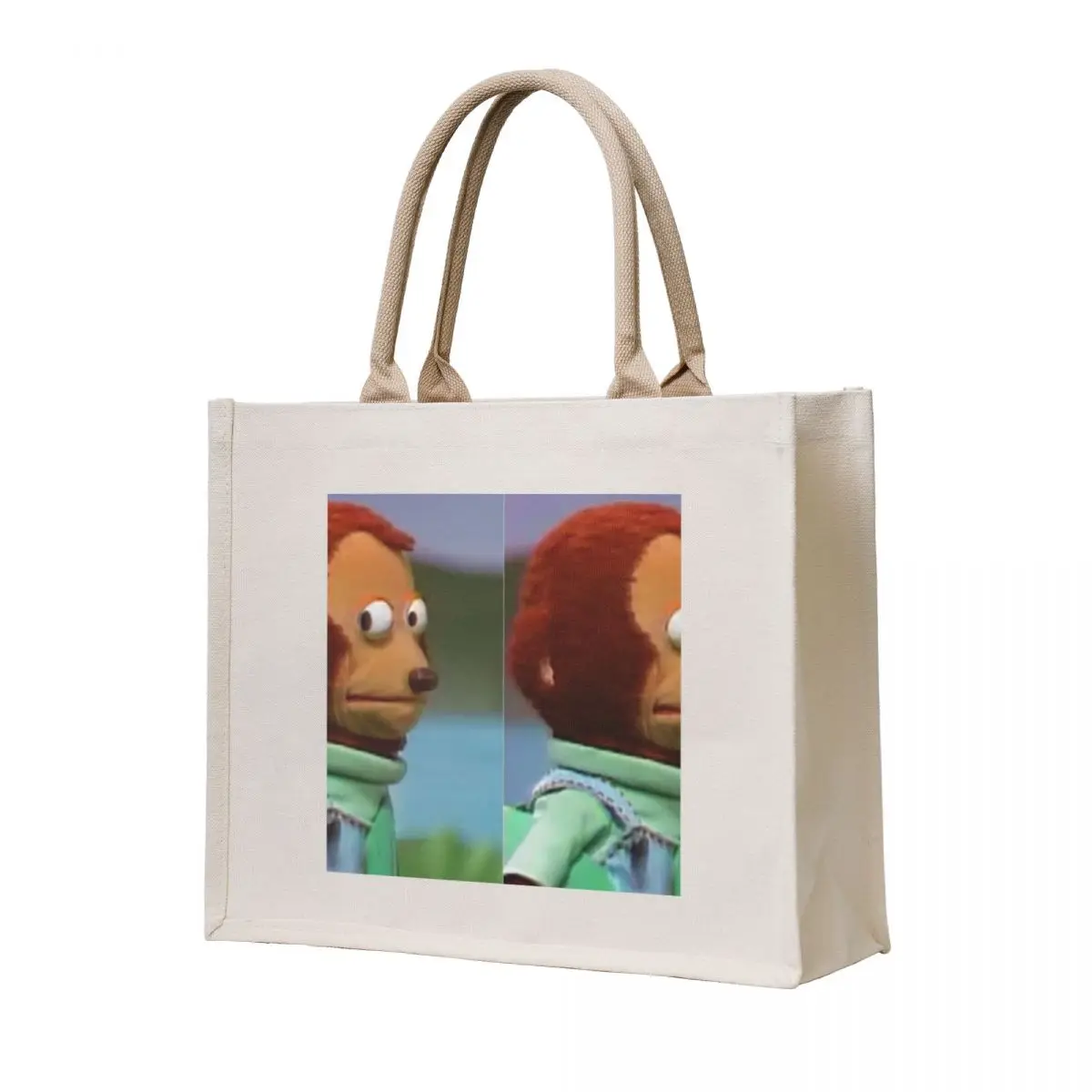 Bolso de mano con meme de marioneta de mono, bolso de compras de lujo para mujer