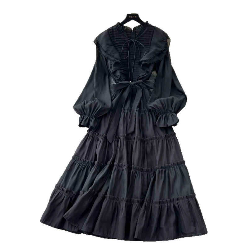 Dress Women Long Dresses Party Night Vestidos Streetwear V Neck Full Sleeve High Waist Elegant Splice Y2k Work Summer 2025