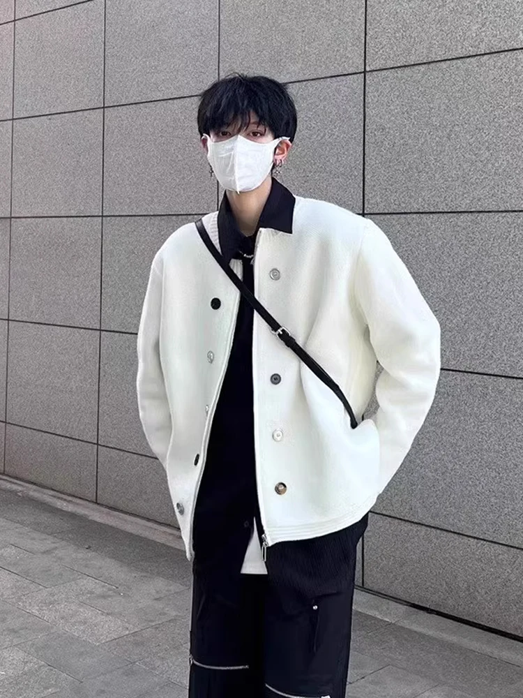 

White Zipper Knitwear Cardigan Men's Casual Sle Autumn Faion High Quali Polyester Blend Long Sve Comfortable Fit