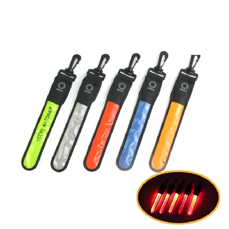 LED Glowing Luminous Reflective Backpack Hanging Light Night Running Safety Alert Wristband Outdoor Sport Armband Light