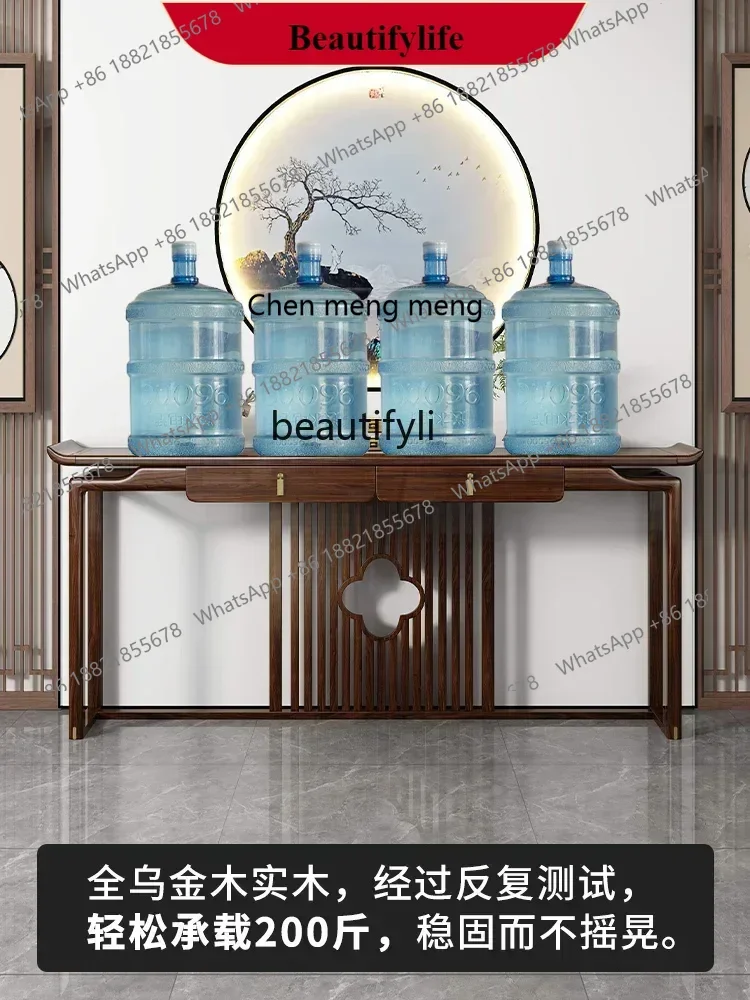 

G153 New Chinese-style entrance table Ebony wood strip case against the wall Living room Light luxury solid wood entrance cabin