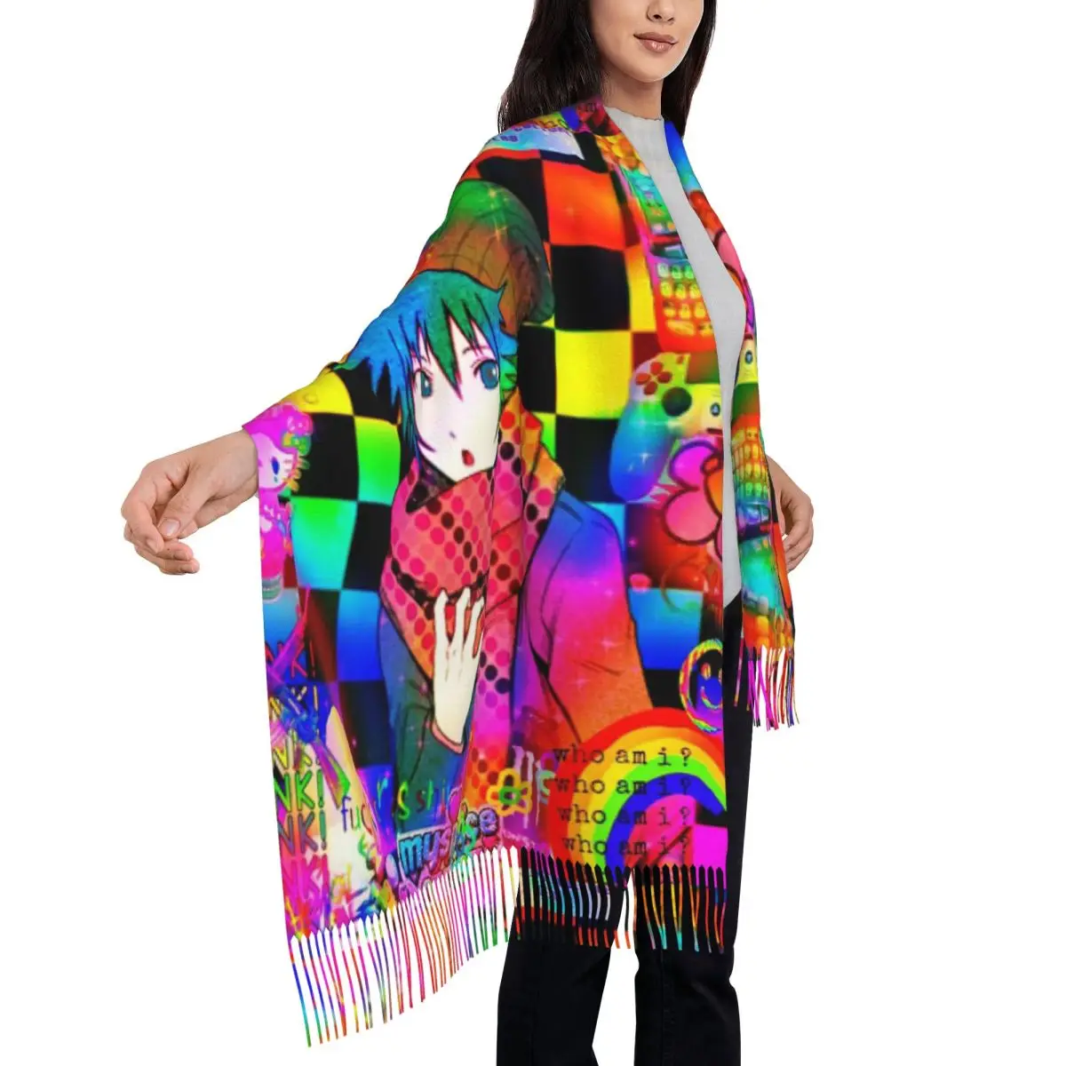 Sou Hiyori اليابان أنيمي الفن وشاح شرابة الأوشحة النساء شالات دافئة لينة ويلتف طويل الخريف الشتاء شال التفاف #3