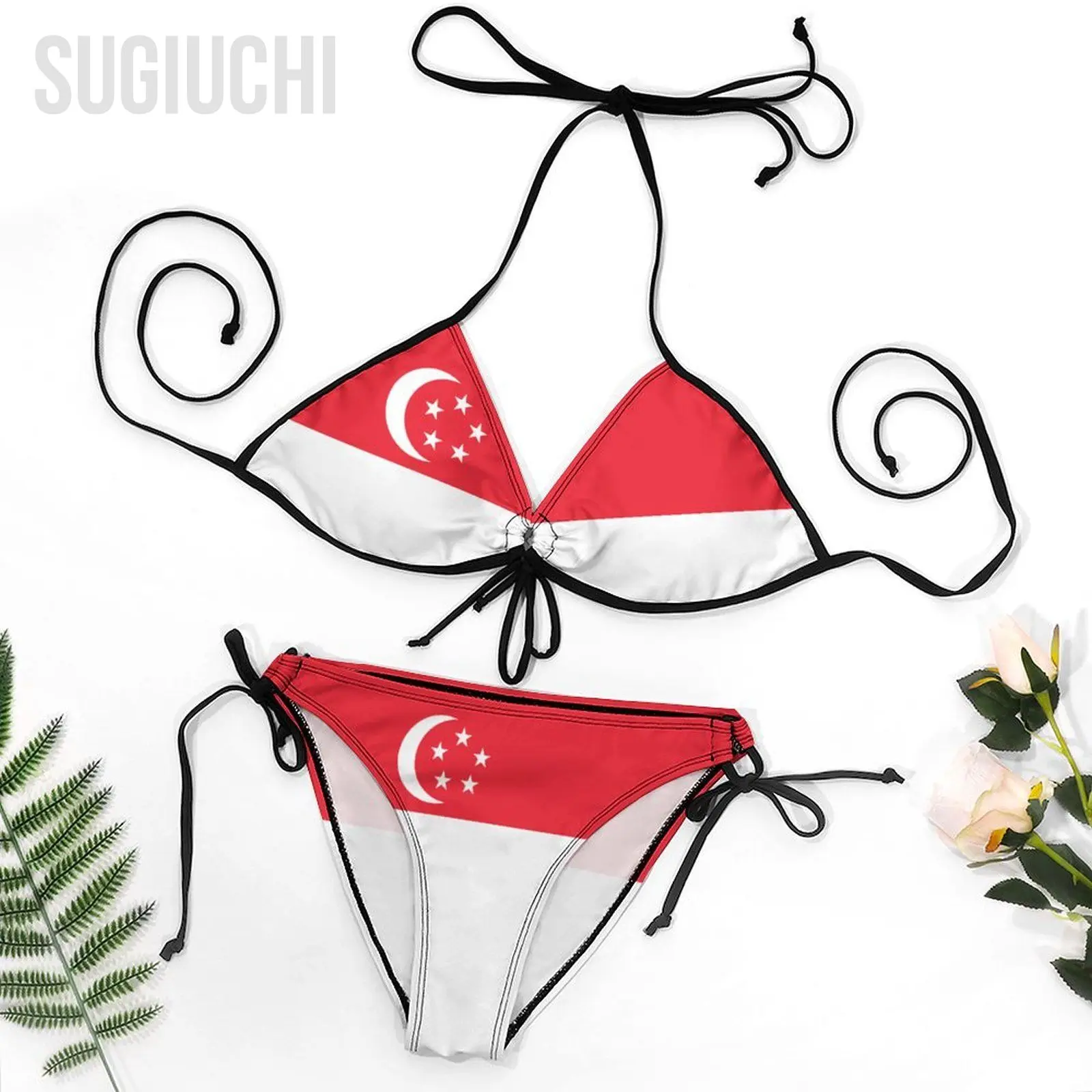 Setelan baju renang Bikini wanita, pakaian pantai tiga titik, pakaian renang pantai