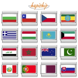 Hapiship 2024 Women's New Fashion World National Flag Italian Charm Beads Fit 9mm Bracelet Stainless Steel DIYJewelry Gift TZ015