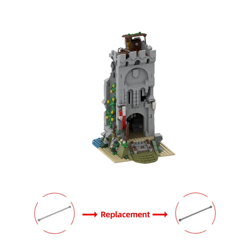 Gobricks MOC 郊外廃塔建築ビルディングブロック DIY モデルカラスとまり木要塞レンガセット廃墟タワーおもちゃギフト