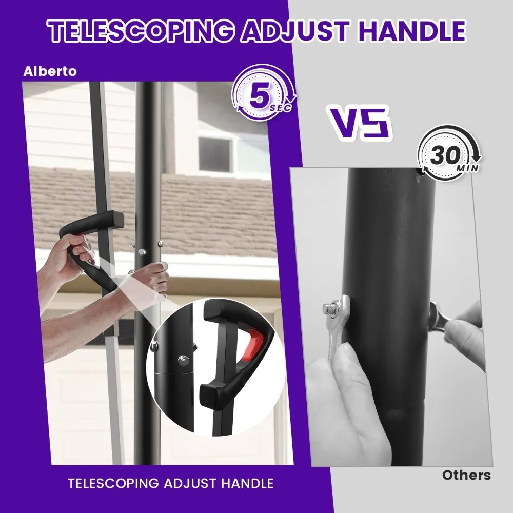 Adjustable Height Outdoor Basketball Hoop System 5.3-10FT, 43.3 PC Backboard for Kids & Adults, Ideal for Courtyard Play