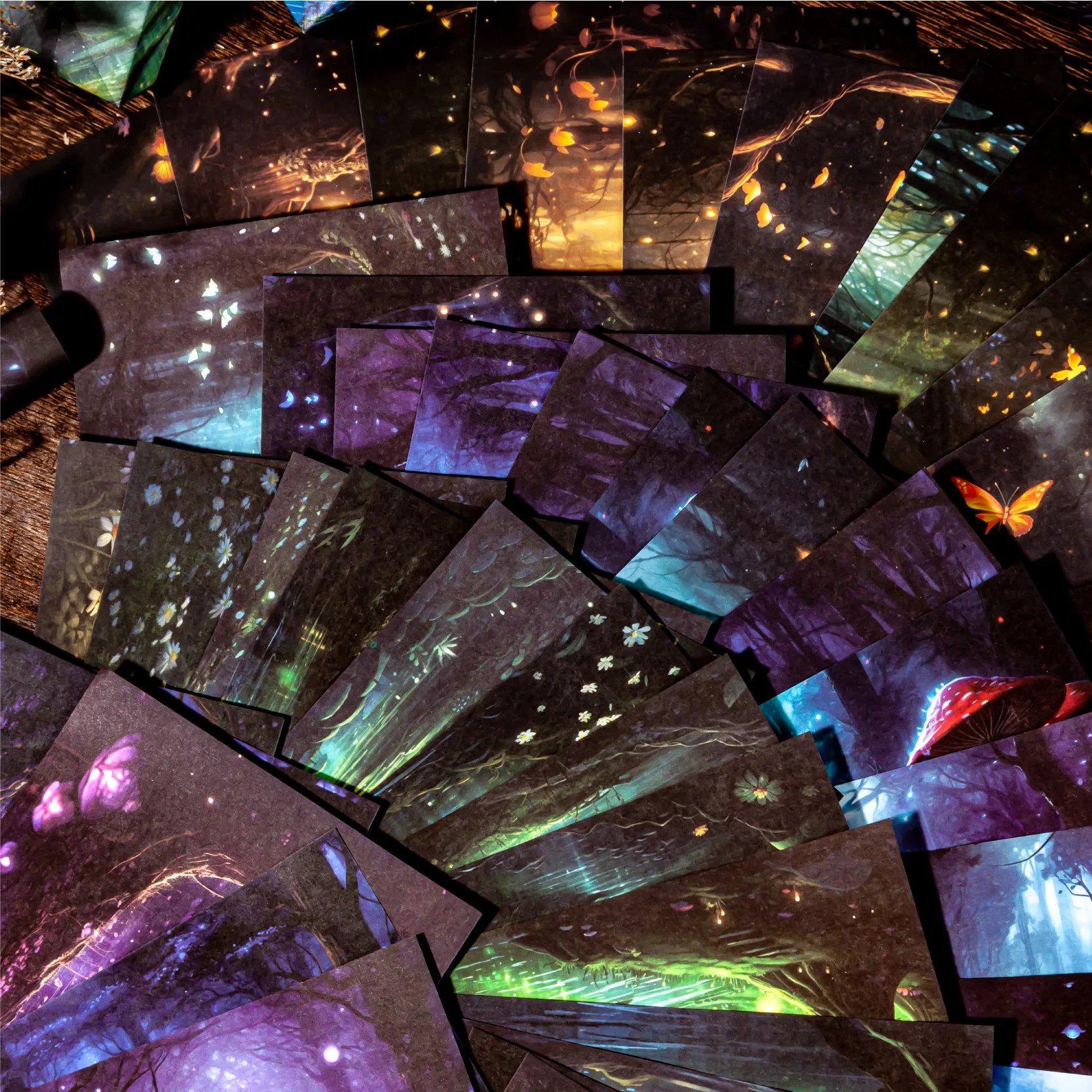 

30 Sheets Firefly Forest Series Material Paper Retro Dreamscape Handbook Collage Cards Background Paper Diy Junk Journal Planner