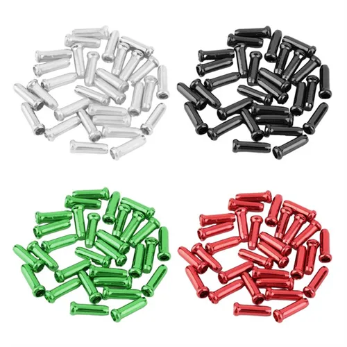 Imagen 2 del producto 50 Uds. De puntas de Cable interno de palanca de freno de bicicleta, engarzadores para MTB, casquillos de carcasa de Terminal de Cable de freno de bicicleta de aleación de aluminio