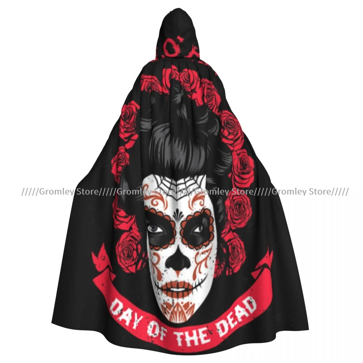 Dia De Los Muertos Sugar Skull Witch Cloak Halloween Cosplay Costume Adult Unisex Cloak Retro Ages Cape