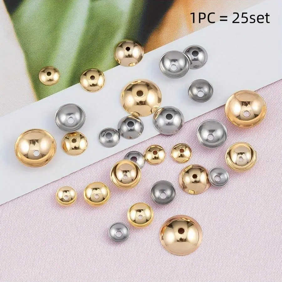 1/5/10/20/50/100pcs 304 Stainless Steel Round Bead Cap Parts, Bead Covers, Bowl Settings, Base Settings, Flower Settings for Bea
