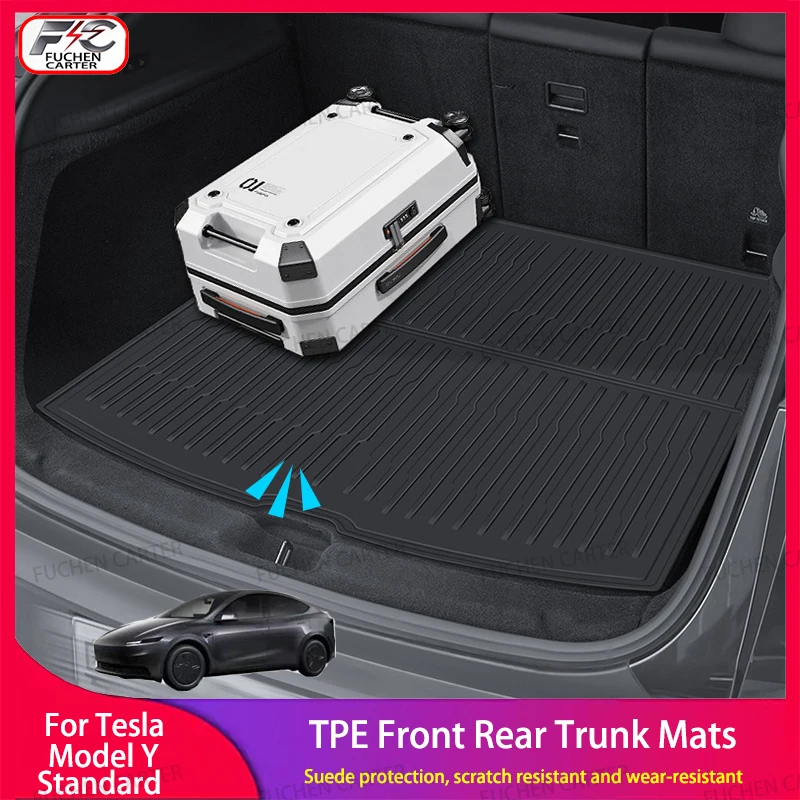 

For Tesla ModelY Standard2025 TPE Floor Mats Waterproof front back Luggage Mat Wear-resistant All Weather Trunk Mats Accessories
