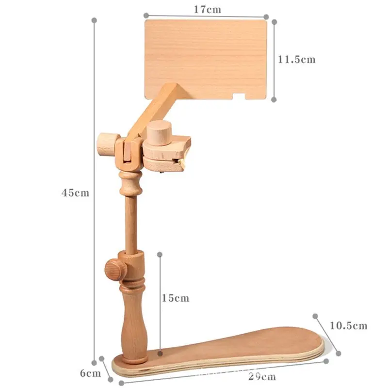 SHGO-Beech Wood Embroidery Hoop Stand, Adjustable Height Desktop Rotating Cross Stitch Hoop Holder