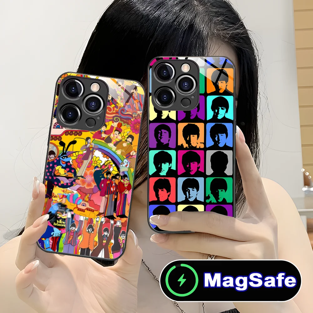 Mobile B-Beatles-s Phone Case for iPhone 16 15 14 13 12 11 Pro Max Plus Mini MagSafe Wireless Charging Glass Smart Cellphones