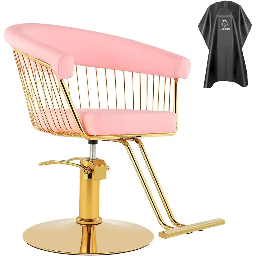 

360° Swivel Pink Hydraulic Barber Chair with 330 lbs Capacity
