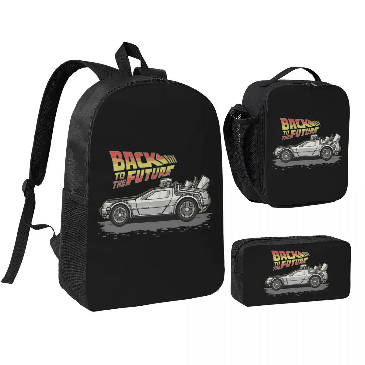 

Back To The Future Backpack Student Boys Girls BookBag School Bag Computer Shoulder Bags 3ps Insulated Lunch Bag Pencil Case