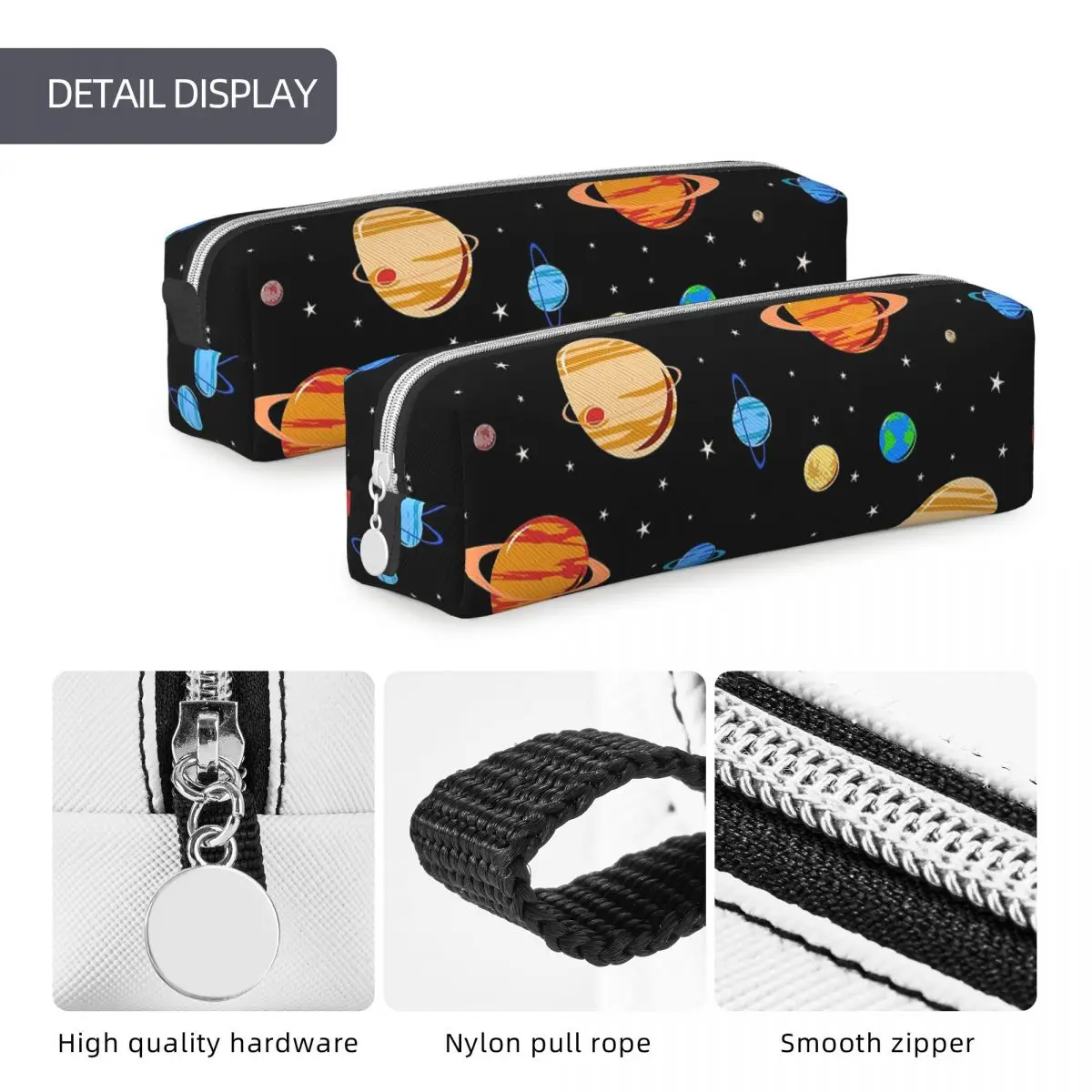 Imagem -05 - Cute Planets Pencil Case Venus Space Box para Estudante Grandes Bolsas de Armazenamento Presente do Escritório Papelaria Divertimento