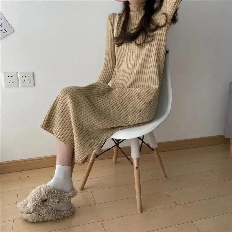 2025 New Women's Petite Polo/Turtle Neck Knit Sweater Dress Half-Polo Overcoat Base Layer Coat Winter Season