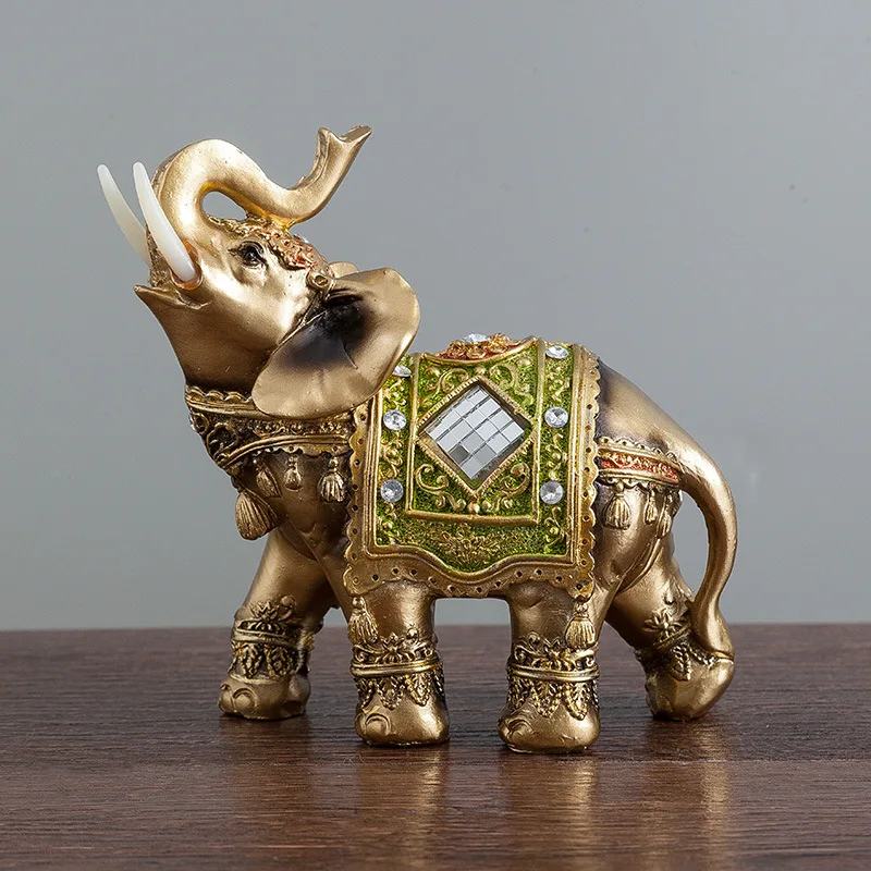 

Resin Elephant Statue Ornament Home Decoration Accessories Retro Coppery Elephant Sculpture Figurine Crafts Desktop Home Decor