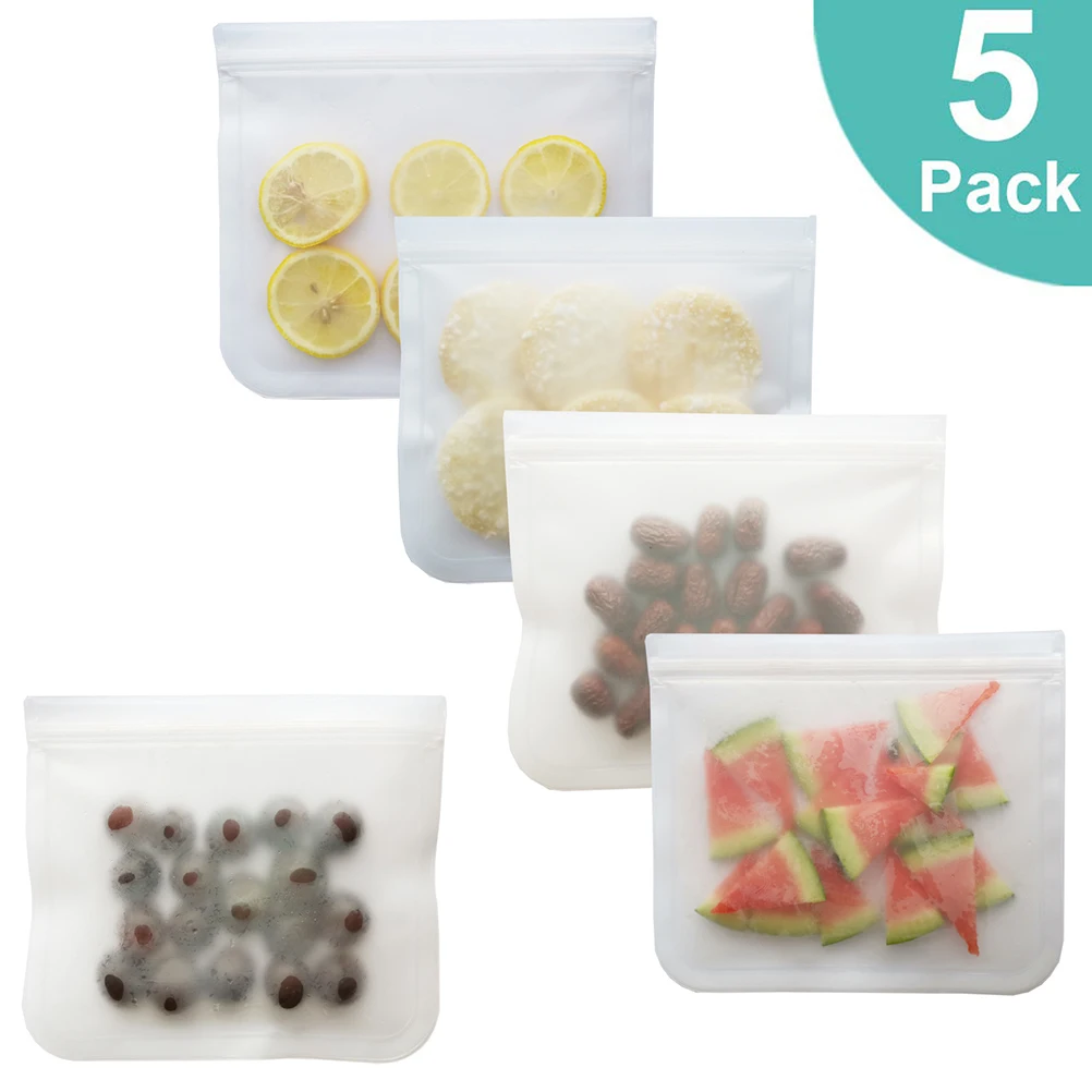 

5 Pcs Storage Bag PEVA Sealed Food Sealing Fresh Grocery Bags Self-confessed for