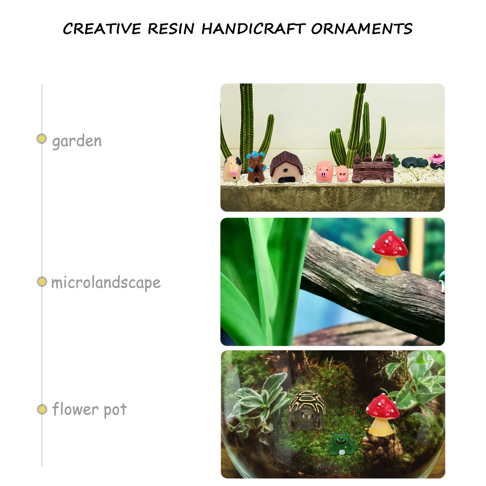 

24 Pcs Animal Ornaments Miniature Figurines Micro Fairy Garden Accessories Cartoon Resin Animals