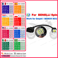 6Pin Motorcycle OBD Adapter For Benelli TNT 25/135/300/600,GT600,302R,TRK502,LEONCINO ECU Diagnostic Connector For BOSCH Delphi