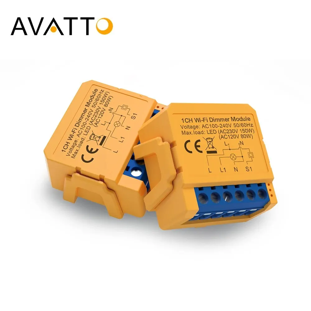 AVATTO Tuya WiFi Smart Dimmer Switch Module 1/2 Way Dimmable Light Switch APP Remote Control Works With Alexa Google Home