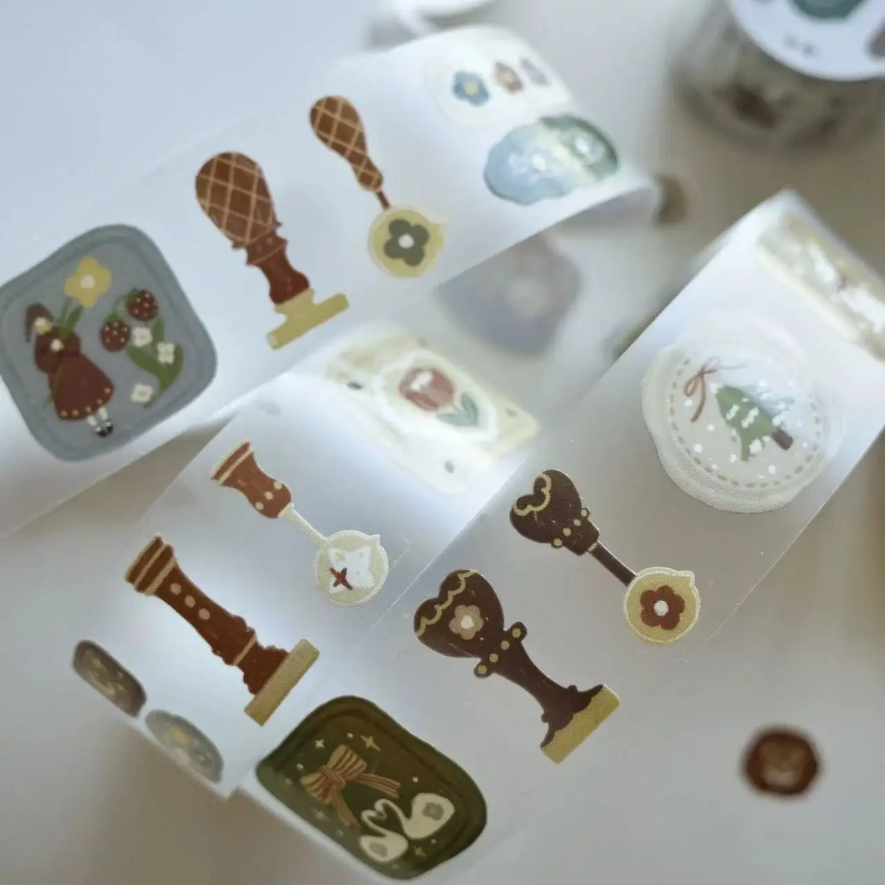 YiEr Studio Vintage Wax Seal Washi PET Tape Planner DIY Card Making Scrapbooking Plan Decorative Sticker