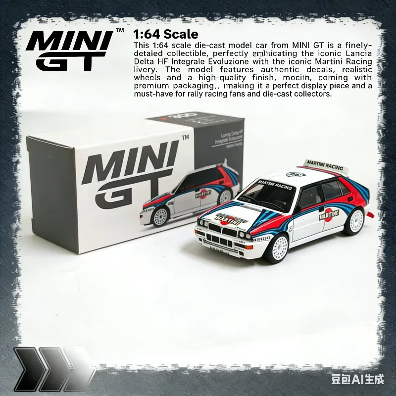 

MINI GT 1:64 Lancia Delta HF 300# Simulation Static Alloy Car Model, Boys' Holiday Gift Toy, Adult Collection Decoration Item.