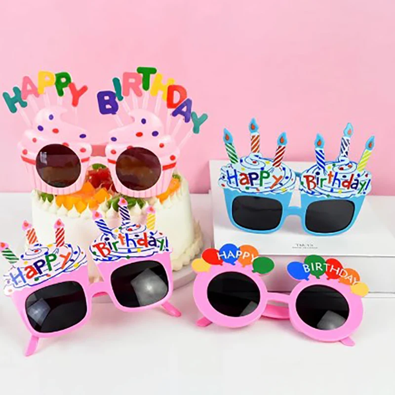 Lunettes de soleil colorées en forme de gâteau pour enfants, accessoire photo, décoration de fête d'anniversaire drôle, paupières de plage hawaïenne