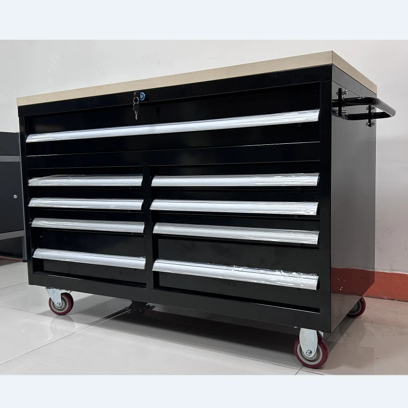 Heavy duty tool cart, nine drawers, double slide movable workbench, tool cabinet, customizable thickened multi extraction tool