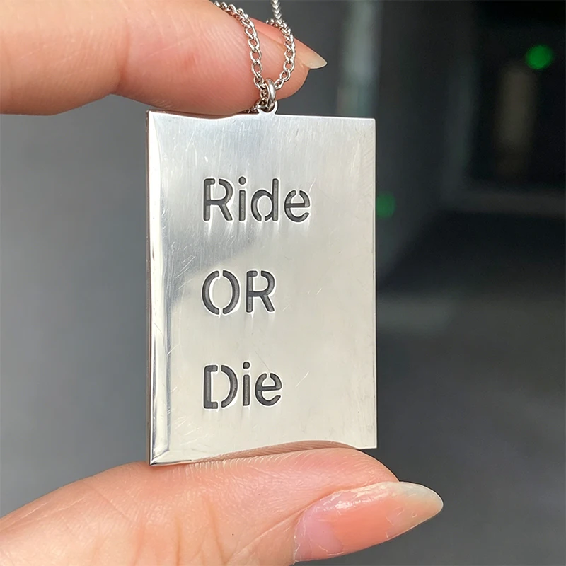 2026 Trend Rectangle Pendant Custom Text Letters Necklace Hollow Cutting Personalized Words Stainless Steel Necklace Jewelry