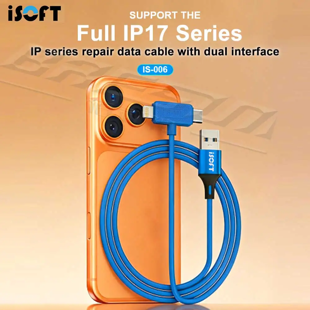 

ISOFT IS-006 IP17 Series Dual ended Maintenance Data Cable for iPhone iPad+TYPE-C Interface Charging Recovery Data Recovery Cabl