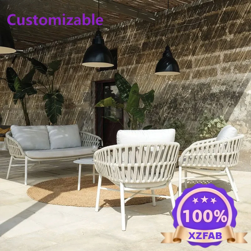 Factory Direct 2026 Outdoor Rope Sofa Combination Furniture Outdoor Villa Courtyard Garden Hotel Terrace Balcony Living Room