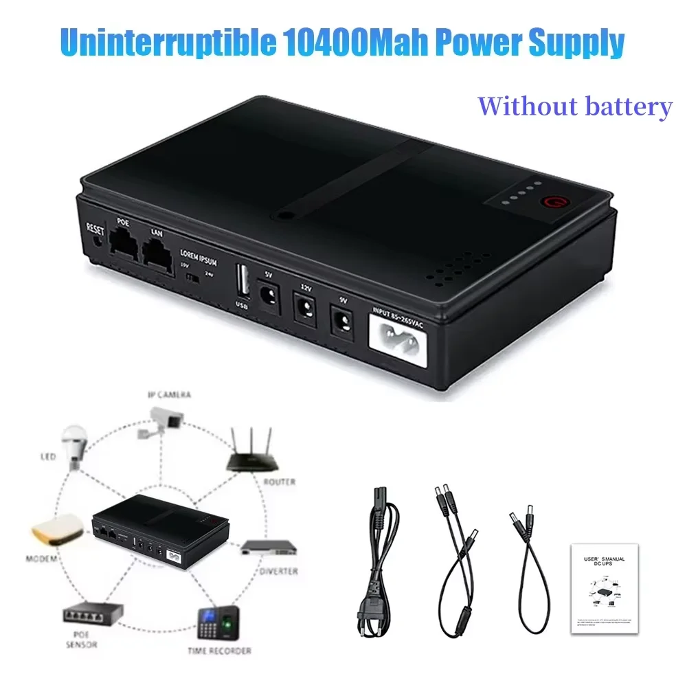 1018L DC UPS Battery Backup 5V 9V 12V 2A 15V 24V Output Uninterruptible Power Supply 85‑265V UPS Battery Backup EU/US Plug