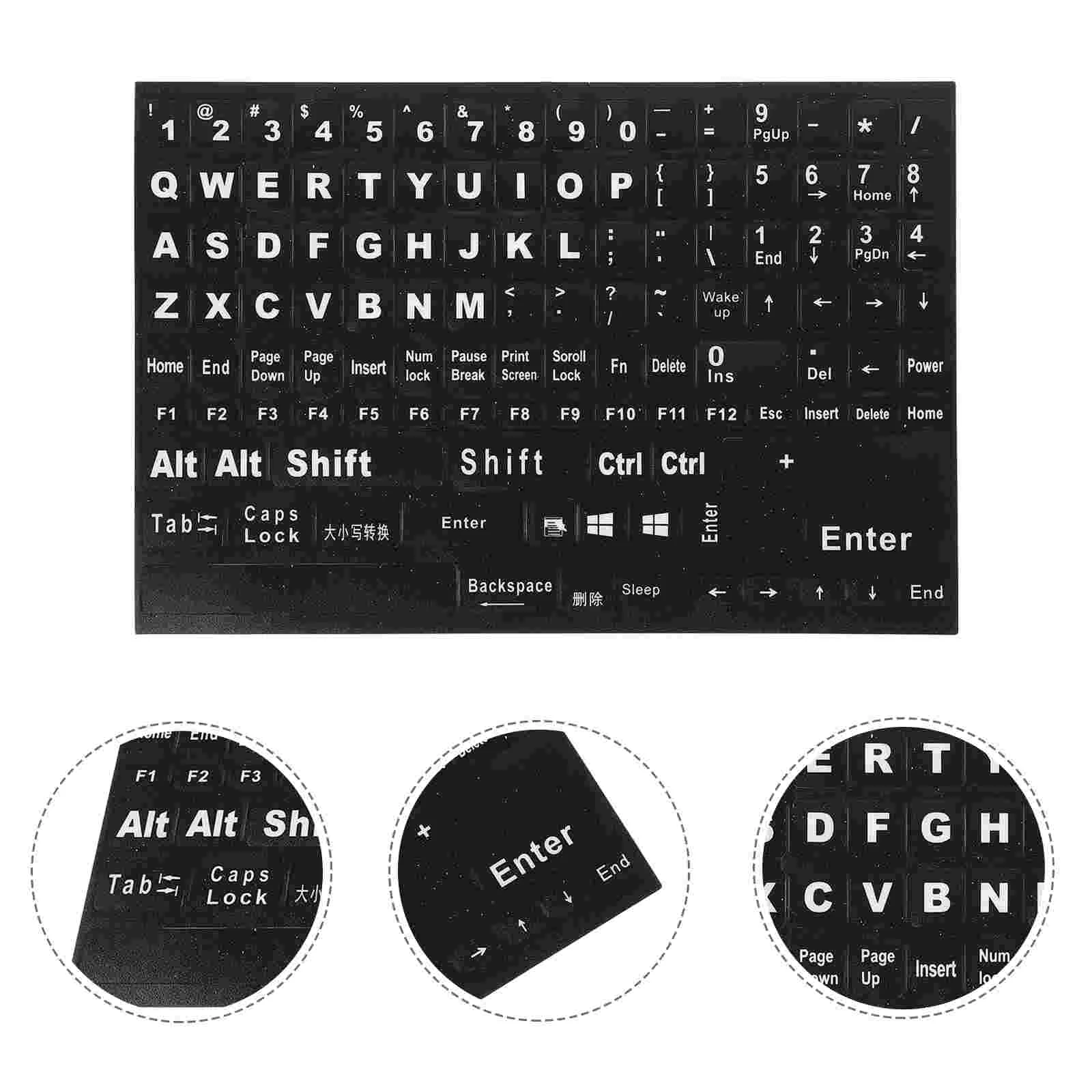 English Keyboard Stickers Laptop Computer Replacement Letter for Letters Language