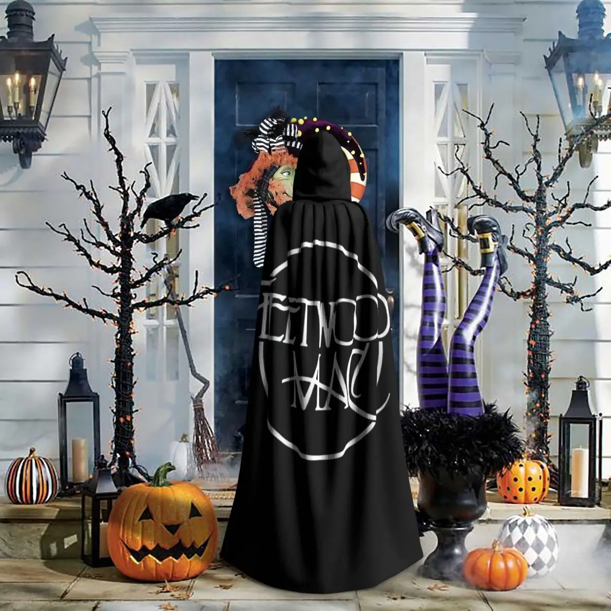 الكلاسيكية شعار فليتوود ماك طويل مقنعين عباءة الساحرة القرون الوسطى زي تأثيري كيب هالوين معطف الكبار للجنسين #6