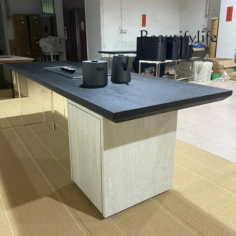 

yj21 Italian minimalist design solid wood tea table modern high-end marble creative tea table