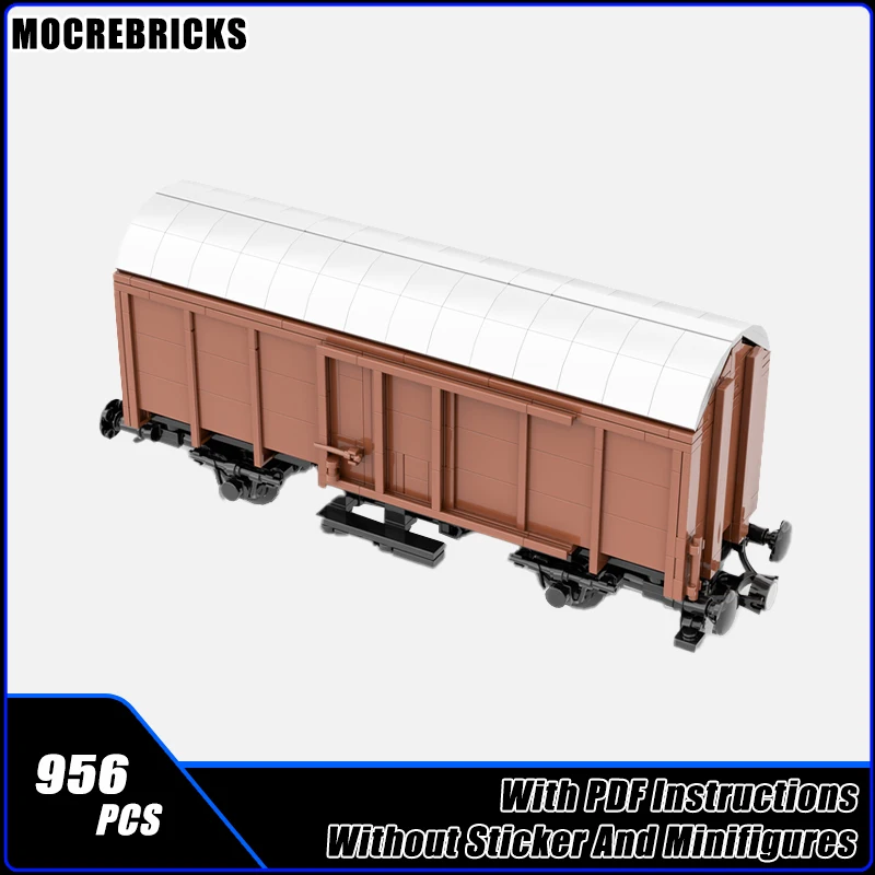 MOC-190740 Train Covered Freight Wagon Building Blocks DIY Creative Carriages Assembly Model Bricks Kid's Desktop Display Toys