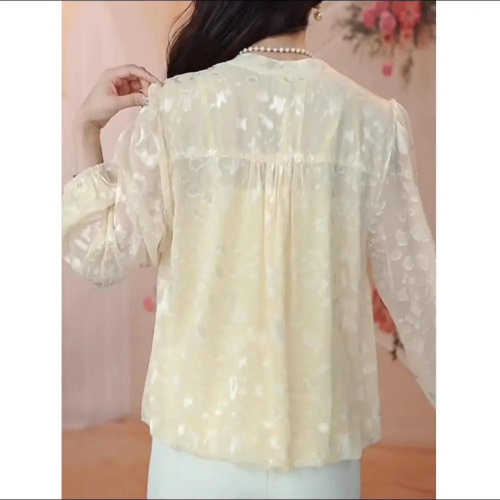 

Long Sleeve Shirts Womens Satin Button Down Slim Turn Collars French Feminine Elegant Romantic Preppy Youthful Daily Look