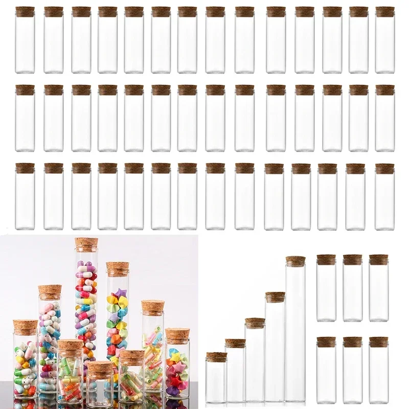 20PCS Clear 10ml-100ml Corks Straight Mouth Glass Bottles Glass Wishing Vials Storage Container For Candy DIY Wedding Decoration