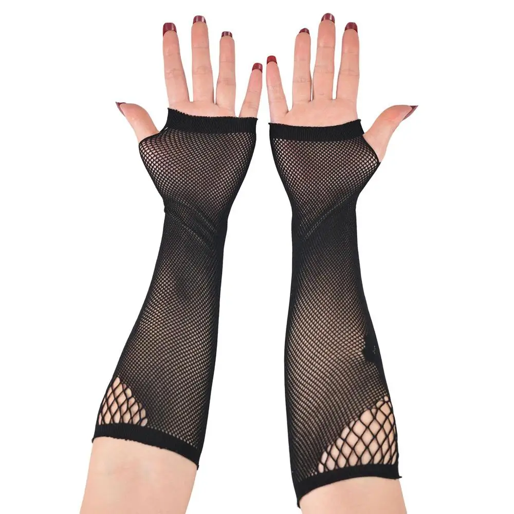 Punk Sexy Spitze Fingerlose Handschuhe Schwarz Gothic DIY Ärmeln Mesh Fishnet Bowknot Schwarze Handschuhe Y2K Cosplay Fingerlose Fäustlinge JK