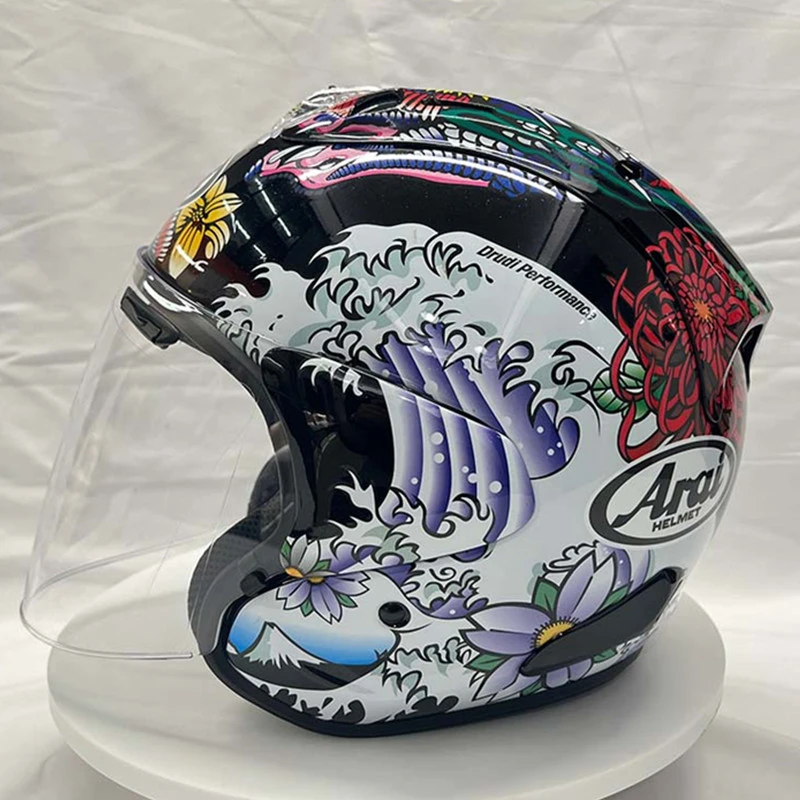 

VZ-RAM ABS Classic 3/4 Open Face Helmet,For Harley Motorcycle And Cruise Motorcycle Protection Helmets,Black Oriental Dragon