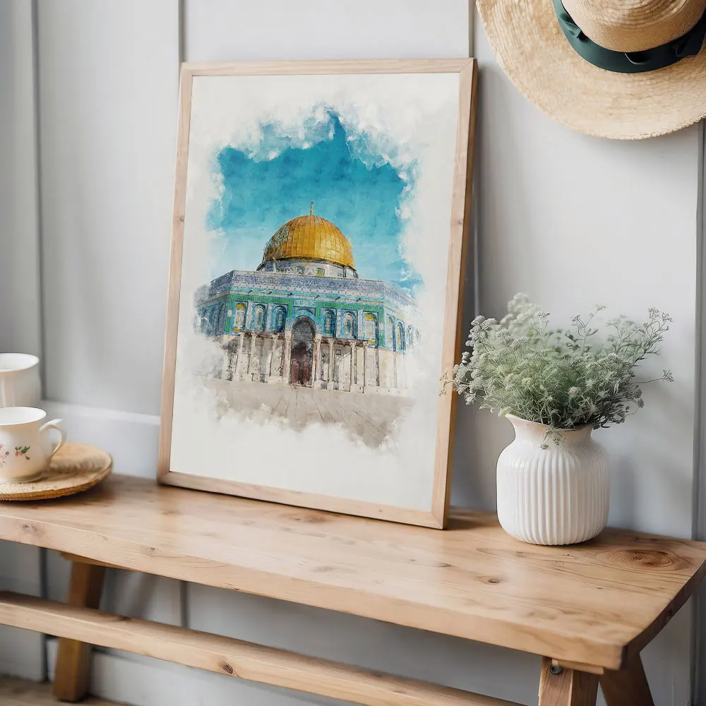 Watercolor Islamic Masjid Poster Canvas Print Painting Wall Art Bedroom Study Studio Living Room Home Decoration