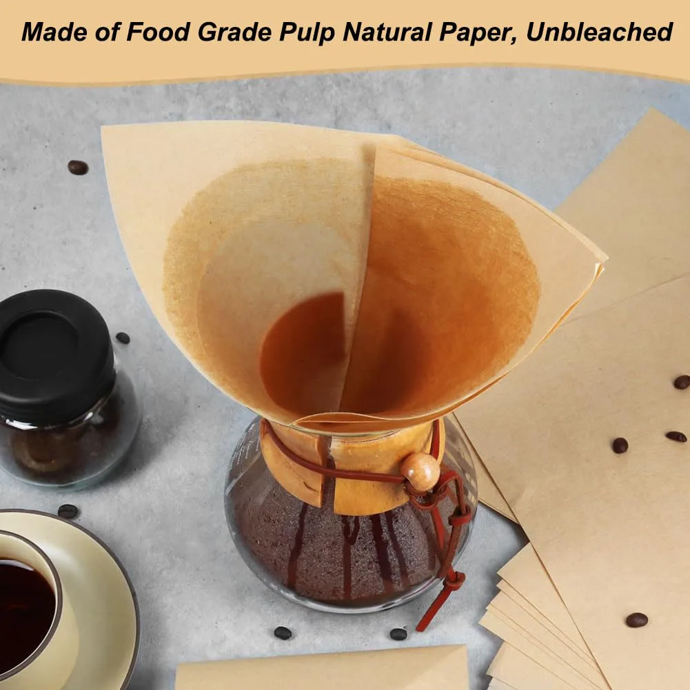 Disposable 6-10Cups Large Filter Paper,Square Coffee Filters Paper for Pour Over Coffee Maker,Drip Hand Brew 600 ml, 800ml