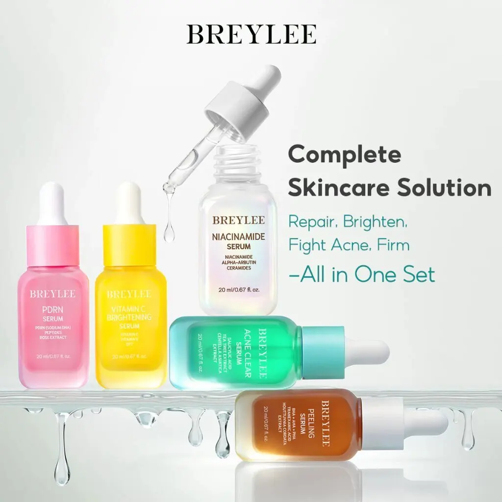 Sérum Facial BREYLEE PDRN Firmador com Niacinamida, Vitamina C Antioxidante, Clareador Suave, Esfoliante e Controle de Oleosidade com Tea Tree para Pe