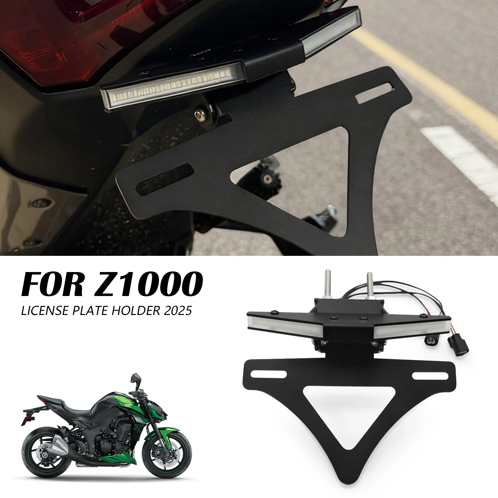 

Держатель номерного знака с поворотниками для мотоцикла Kawasaki Z1000 2025 года, аксессуары для мотоциклов