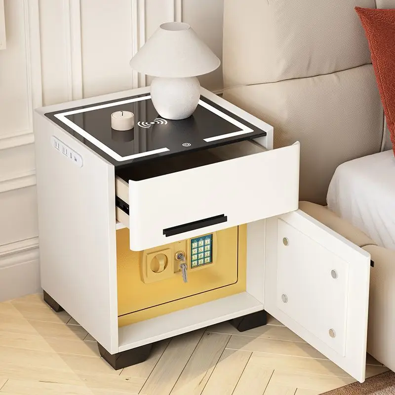 خزانة تخزين حديثة وبسيطة لغرفة النوم، آمنة وذكية مع طاولة بجانب السرير متعددة الوظائف مقاس 50-40-46 سم #4